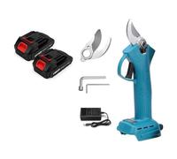 30mm 4 Gear Brushless Cordless Electric Pruner Shears Efficient Fruit Tree Bonsai Pruning Branches Cutter for 18V Battery Accurate Measurement(Full Set A Blue)