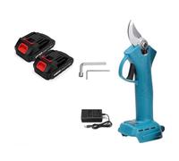 30mm 4 Gear Brushless Cordless Electric Pruner Shears Efficient Fruit Tree Bonsai Pruning Branches Cutter for 18V Battery Accurate Measurement(2 Battery Blue)