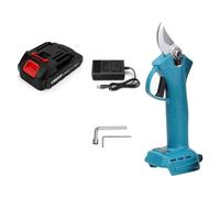 30mm 4 Gear Brushless Cordless Electric Pruner Shears Efficient Fruit Tree Bonsai Pruning Branches Cutter for 18V Battery Accurate Measurement(1 Battery Blue)