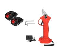 30mm 4 Gear Brushless Cordless Electric Pruner Shears Efficient Fruit Tree Bonsai Pruning Branches Cutter for 18V Battery Accurate Measurement(2 Battery Red)