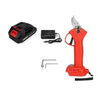 30mm 4 Gear Brushless Cordless Electric Pruner Shears Efficient Fruit Tree Bonsai Pruning Branches Cutter for 18V Battery Accurate Measurement(1 Battery Red)