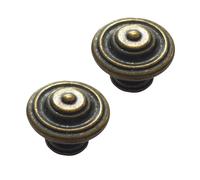 30mm Antique Cabinet Knob 600-112 Drawer Pull Old Brass - Pack of 2 | Traditional antique cabinet knob with visible ornate backplate. 30mm top, 20mm projection, single screw mount.