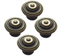 30mm Antique Cabinet Knob 600-112 Drawer Pull Old Brass - Pack of 4 | Traditional antique cabinet knob with visible ornate backplate. 30mm top, 20mm projection, single screw mount.