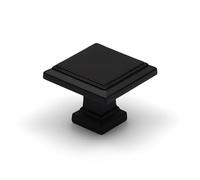 30mm Black Square Kitchen Cupboard Knob Cabinet Door Drawer Pull Heritage Traditional Art Deco Furniture Wardrobe Upcycle Replacement Hardware