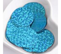 30mm Blue Round Laser Sequins Flat Round Paillettes PVC Loose Sequins with Hole Holographic Sequins for DIY Crafts Sewing, 20g/0.7oz