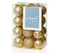 Premier Decorations 24 x 30mm Multi Finish Balls, Champagne Gold