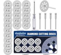 30MM Diamond Cutting wheel for Dremel Rotary Tool, 20Pcs Cutting Discs with 3mm Mandrel for cutting Stone, Glass, Ceramic, Tile, Marble, Plastic