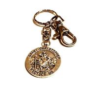 30mm Double Sided St Christopher on a Stainless Steel Swivel Keychain with Lobster Clasp in a Velvet Gift Bag Traveller's Gift Bon Voyage Gap Year Gift