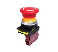30mm Emergency Stop Button Switch On Off LA36M Latching locked Plastic Mushroom E-stop Switch with Red LED Light 220v 12v 24v(Without Light,AC220-380v)