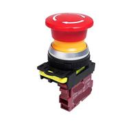 30mm Emergency Stop Button Switch On Off LA36M Latching Locked Plastic Mushroom E-stop Switch With Red LED Light 220v 12v 24v(Without Light,ACDC24v)