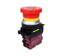 30mm Emergency Stop Button Switch On Off LA36M Latching locked Plastic Mushroom E-stop Switch with Red LED Light 220v 12v 24v(With red light,ACDC110-220v)