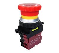 30mm Emergency Stop Button Switch On Off LA36M With Red LED Light 220v 12v 24v 5Pcs(With red light,1NC_ACDC24V)