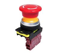 30mm Emergency Stop Button Switch On Off LA36M With Red LED Light 220v 12v 24v 5Pcs(Without Light,1NC_AC220-380V)