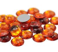 30mm Flat Back Round Acrylic Rhinestones Plastic Circle Gems for Costume Making Cosplay Jewels Pro Grade Embelishments - 12 Pieces (Orange Hyacinth H125)