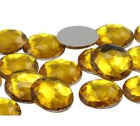 30mm Flat Back Round Acrylic Rhinestones Plastic Circle Gems for Costume Making Cosplay Jewels Pro Grade Embelishments - 12 Pieces (Gold Topaz H107)