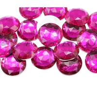 30mm Flat Back Round Acrylic Rhinestones Plastic Circle Gems for Costume Making Cosplay Jewels Pro Grade Embelishments - 12 Pieces (Pink Fuchsia H108)