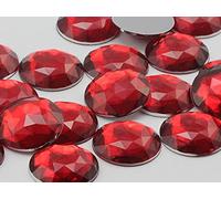 30mm Flat Back Round Acrylic Rhinestones Plastic Circle Gems For Costume Making Cosplay Jewels Pro Grade Embelishments - 12 Pieces (Red Ruby H103)