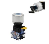 30mm Key Knob Two Three Positions LA38A-11Y/21/30 Latching Fixed/Momentary Reset 10A 1NO1NC 2NO Rotary Switch IDGTTLDF(2 Positions 2NO)