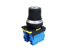 30mm Key Rotary Switch On Off LA36M Latching Self Locking Start Stop Electrical Knob Button Switches 10A 2NO For Circuit Control(2 Position-1NO)