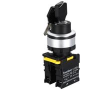 30mm Key Selector Knob Switch Push Button Power Switch 2 3 Way Momentary Reset Self Locking on Off 12V24V220V(2NC,Self-Reset)