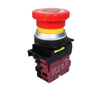 30mm LA36M Emergency Stop Push Button Switch Latching Self locked Plastic Mushroom E-stop Switchs with Red LED Light 220v 12v 24v(With red light,AC220-380v)