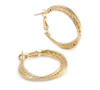 30mm Medium Textured Twisted Hoop Earrings In Gold Tone