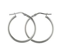 30MM Medium Weight Round Plain Polished Creole Hoop Earrings for Women Ladies Girls - 925 Sterling Silver