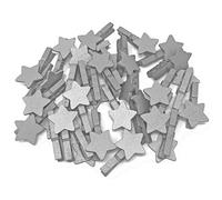 30mm Mini Silver Clothes Pegs with Matching 18mm Silver Stars Craft For Shabby Chic Wedding & Christmas (50)
