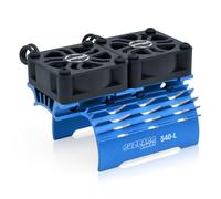 30mm RC Motor Cooling Fan and Motor Dual Fans with Heatsink Compatible with RC 1/8 1/10 Scale Car 3650 3660 3670 Motor (Blue)