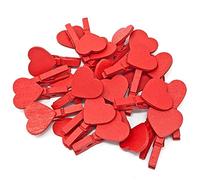 30mm Red Mini Clothes Pegs with Matching 18mm Red Hearts Craft For Shabby Chic Wedding (25)
