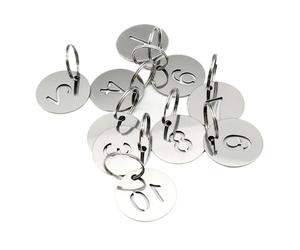 30mm Round Number Tag 1-200 Stainless Steel Key Chain Ring ID Tags Custom Openwork Plate Pendant(1-50)