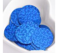 30mm Royal Blue Round Laser Sequins Flat Round Paillettes PVC Loose Sequins with Hole Holographic Sequins for DIY Crafts Sewing, 20g/0.7oz
