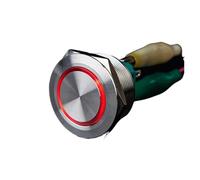30mm Stainless steel metal push button switch flat round ring mark LED momentary 6 pin car switches reset latching fixation IDGTTLDF(Green Led,3-9V(5V))