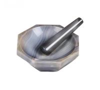 30mm to 130mm Laboratory Grade Red Chalcedony Mortar and Pestle Set - Natural Agate Mortar for Grinding and Mixing(Inner DIA 70mm)