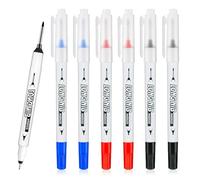 30mm Waterproof Deep Reach Markers 6 pcs - Deep Hole Marker Pens Long Head Fine Nib Marker for Carpenters Builders Permanent Marking of Hard To Reach Areas (Black Blue Red)
