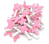 30mm White Clothes Peg with 20mm Pink Wooden Butterflies Craft for Shabby Chic Vintage Wedding & Craft (100)
