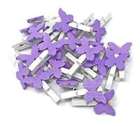 30mm White Clothes Peg with 20mm Purple Wooden Butterflies Craft for Shabby Chic Vintage Wedding & Craft (10)