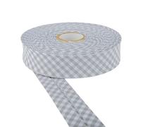 30mm Wide Cotton Gingham Bias Binding Tape 5m & 25m Available - White, Double Folded, Edging for Sewing, Bunting, Craft, Upholstery, Piping & Garments by Discount Fabrics LTD (Grey,5m)