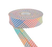 30mm Wide Cotton Gingham Bias Binding Tape 5m & 25m Available - White, Double Folded, Edging for Sewing, Bunting, Craft, Upholstery, Piping & Garments by Discount Fabrics LTD (Multicolour,25m)