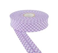 30mm Wide Cotton Gingham Bias Binding Tape 5m & 25m Available - White, Double Folded, Edging for Sewing, Bunting, Craft, Upholstery, Piping & Garments (Lilac, 25m) -Craft Queen LTD