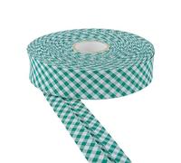 30mm Wide Cotton Gingham Bias Binding Tape 5m & 25m Available - White, Double Folded, Edging for Sewing, Bunting, Craft, Upholstery, Piping & Garments (Bottle Green, 5m) -Craft Queen LTD