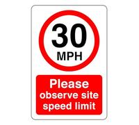 30MPH Please Observe Site Speed Limit - safety sign - 3mm Aluminum Dibond for indoor/outdoor usage (200mm x 150mm) 5m Viewing Distance.
