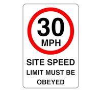30MPH Site Speed Limit Must Be Obeyed - safety sign - High tack self-adhesive sticker (150mm x 100mm) Viewing Distance within 3m.