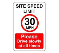 30MPH Site Speed Limit Please Drive Slowly At All Times - safety sign - 3mm Aluminum Dibond for indoor/outdoor usage (400mm x 300mm) 14m Viewing Distance.