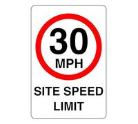 30MPH Site Speed Limit - safety sign - 1.2mm Rigid plastic for indoor/outdoor usage (200mm x 150mm) Viewing Distance within 5m.