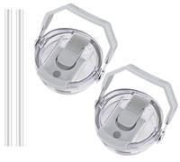 30oz & 20oz Replacement Lid for Stanley IceFlow Stainless Steel Tumbler，2 PCS Spill Proof Tumbler Cover with Handle & 2-in-1 Flip Straw Spout，Leak-Proof Splash Resistant (Grey)