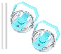 30oz & 20oz Replacement Lid for Stanley IceFlow Stainless Steel Tumbler，2 PCS Spill Proof Tumbler Cover with Handle & 2-in-1 Flip Straw Spout，Leak-Proof Splash Resistant (Sky Blue)
