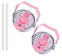 30oz & 20oz Replacement Lid for Stanley IceFlow Stainless Steel Tumbler，2 PCS Spill Proof Tumbler Cover with Handle & 2-in-1 Flip Straw Spout，Leak-Proof Splash Resistant (Pink)