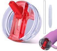 30oz Leak Proof Lids for Stanley Cup,Tumbler Detachable Flip Straw Lid -2Pcs-Red