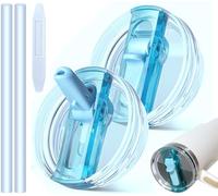 30oz Leakproof Lids for Stanley Cup - Tumbler Detachable Flip Straw Lid,Lids Replacement for Stanley Cups,Travel Cup Accessories,Set with Cover,Straw,Non Spill Lid, Detachable Tool (Blue-2PCS)